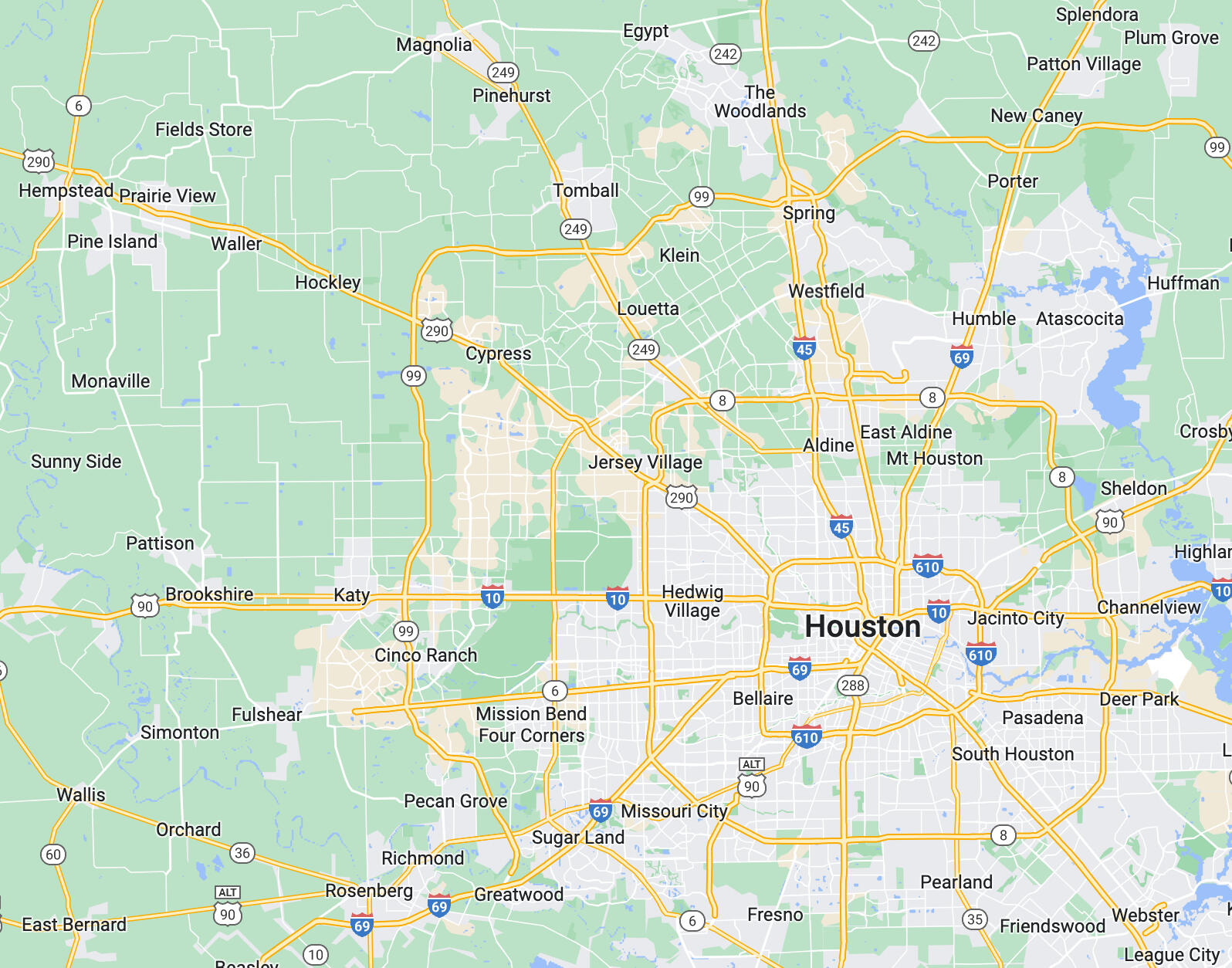 Pyro Pools' Service Area in Cypress, Texas and Houston, Texas